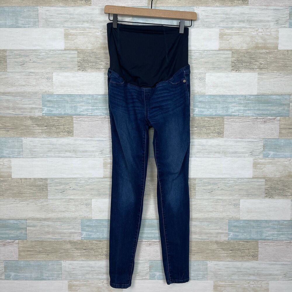 Isabel Maternity Skinny Jeans Blue Dark Wash Belly Panel Stretch Womens 2 26R